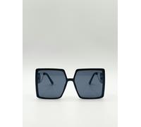 SVNX Oversized square sunglasses with temple frame detail - Black - One Size