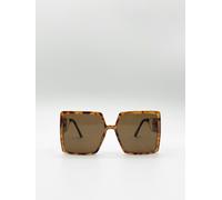 SVNX Oversized Square Sunglasses With Temple Frame Detail - Brown