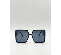 Svnx Oversized Square Sunglasses With Temple Frame Detail In Black Black One Size