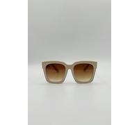 SVNX Oversized Sunglasses with Gold Chain Detail - Beige - One Size