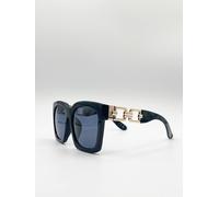 Svnx Oversized Sunglasses With Gold Chain Detail In Black Black One Size