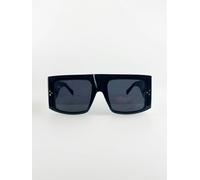 SVNX Oversized Wraparound Plastic Frame Sunglasses - Black - One Size