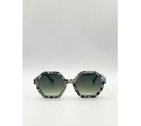 SVNX Pale grey tortoiseshell oversized hexagon Sunglasses - Grey - One Size