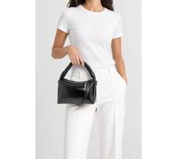 Svnx Patent Ruched Handle Shoulder Bag With Crossbody Strap In Black Black