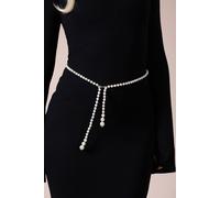 Svnx Pearl Chain Belt In Silver In White White