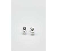 Svnx Pearl Diamante Earrings In Silver Silver