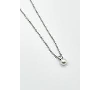 Svnx Pearl Diamante Necklace In Silver Silver