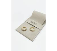 Svnx Pearl Vine Hoop Earrings In Gold Gold