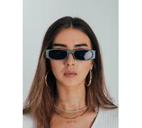 Svnx Perforated Rectangle Sunglasses In Black Black One Size