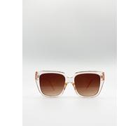 SVNX Plastic Frame Oversized Cat Eye Sunglasses in Peach SVNX Peach One Size