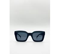 SVNX Plastic Oversized Frame Square Sunglasses - Black