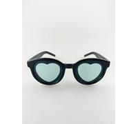 Svnx Plastic Round Frame Sunglasses With Heart Lenses In Black Black One Size