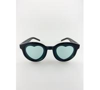 SVNX Plastic Round Frame Sunglasses with Heart Lenses in Black SVNX Black One Size