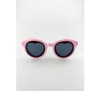 SVNX Plastic Round Frame Sunglasses with Heart Lenses - One Size - Pink