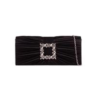 Svnx Pleated Clutch With Crystal Embellishment In Royal Blue In Black Black