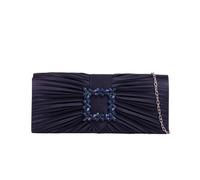 Svnx Pleated Clutch With Crystal Embellishment In Royal Blue In Navy Navy One Size