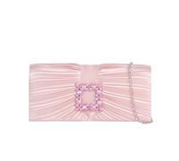 Svnx Pleated Clutch With Crystal Embellishment In Royal Blue In Pink Pink One Size
