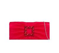 Svnx Pleated Clutch With Crystal Embellishment In Royal Blue In Red Red One Size
