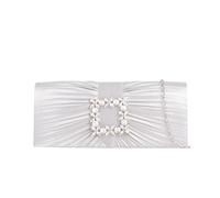 Svnx Pleated Clutch With Crystal Embellishment In Royal Blue In Silver Silver