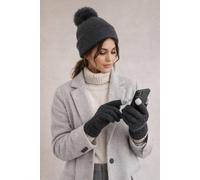 Svnx Pom Pom Beanie Hat & Knit Gloves Set In Grey Grey