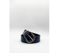 Svnx Pu Leather Belt With Gold Metal Buckle In Black Black One Size