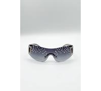 SVNX Racer Diamante Sunglasses in Silver