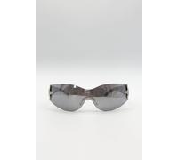SVNX Racer Sunglasses with Star Hinge Detail in Silver SVNX Silver One Size