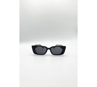 Svnx Rectangle Cateye Side Detail Sunglasses In Black/gold Black