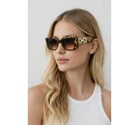 SVNX Rectangle Cateye Side Detail Sunglasses In Leopard - Tortoiseshell - One Szie