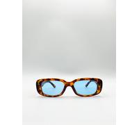 Svnx Rectangle Plastic Frame Sunglasses With Coloured Lenses In Brown Brown One Size