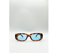 SVNX Rectangle plastic frame sunglasses with coloured lenses - One Size - Brown