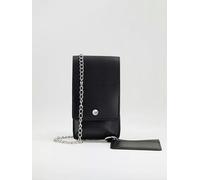 SVNX Rectangle PU Leather Crossbody Bag with Chain Strap - One Size - Black