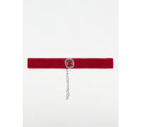 Svnx Red Faux Velvet Choker Necklace With Red Jewel Red One Size