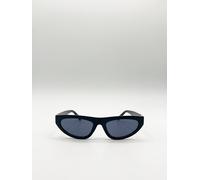 Svnx Retro Oval Sunglasses In Black Black One Size