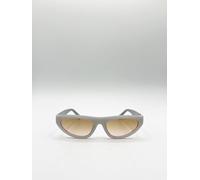 Svnx Retro Oval Sunglasses In Light Grey Grey One Size