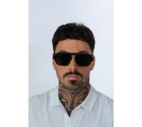 SVNX Retro Ribbed Navigator Sunglasses in Black - Black - One Size