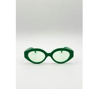 SVNX Retro Small Oval Sunglasses Green - Green - One Size