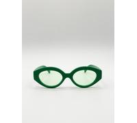 Svnx Retro Small Oval Sunglasses Green Green One Size