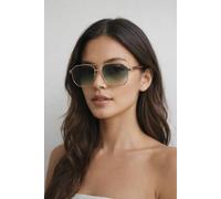 Svnx Retro Square Navigator Sunglasses In Green Green