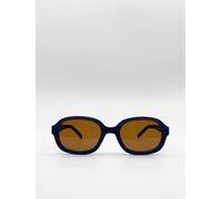 SVNX Retro Style Oval Plastic Frame Sunglasses in Navy SVNX Navy One Size