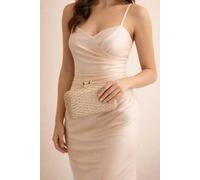 Svnx Rhinestone Lattice Clutch Bag In Gold Gold
