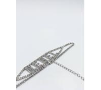 Svnx Rhinestone "rebel' Diamonte Choker In Silver Silver One Size
