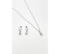 Svnx Rhinestone Teardrop Necklace & Earrings Set - Gift Boxed In Clear Clear