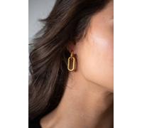 Svnx Ribbed Oval Double Hoop Earrings In Gold Gold