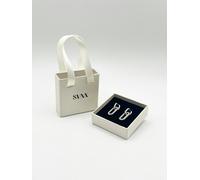 SVNX Ribbed Oval Hoop Earrings in Silver - One Size