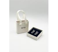 Svnx Ribbed Oval Hoop Earrings In Silver Silver