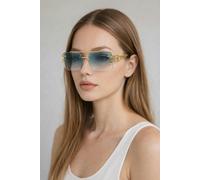 SVNX Rimeless Navigator With Side Detail Sunglasses In Blue - Blue - One Szie