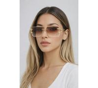 SVNX Rimeless Navigator With Side Detail Sunglasses In Brown - Brown - One Szie