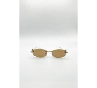 SVNX Rimless Oval Diamante Sunglasses In Brown SVNX Brown One Size