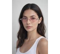 Svnx Rimless Oval Diamante Sunglasses In Pink Pink